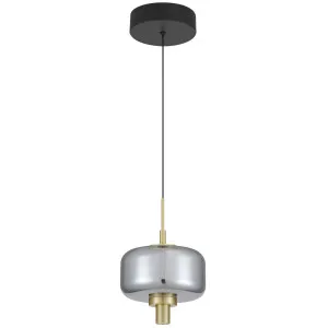 Telbix Volen 1 Light LED Pendant Black and Smoke by Telbix, a Pendant Lighting for sale on Style Sourcebook
