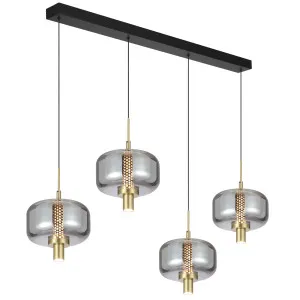 Telbix Volen 4 Light LED Bar Pendant Black and Smoke by Telbix, a Pendant Lighting for sale on Style Sourcebook