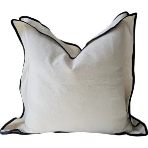 Layla Linen Cotton Cushion 55cm Square - Natural | Black Piping by null, a Cushions, Decorative Pillows for sale on Style Sourcebook