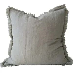 Rhea Linen Fringe Cushion 55cm Square  - Sage Green by null, a Cushions, Decorative Pillows for sale on Style Sourcebook