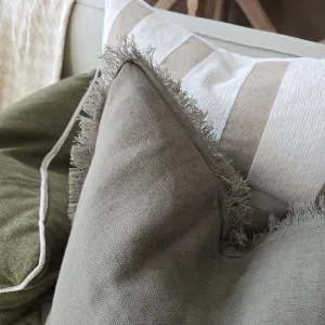 Rhea Linen Fringe Cushion 40x60cm Lumbar  - Sage Green by null, a Cushions, Decorative Pillows for sale on Style Sourcebook