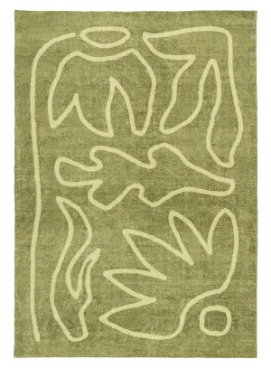 Canali Green Hand Drawn Washable Rug by Miss Amara, a Contemporary Rugs for sale on Style Sourcebook