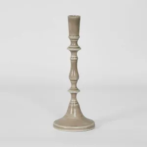Saxsa Enamel Candle Stand Taupe by Florabelle Living, a Statues & Ornaments for sale on Style Sourcebook