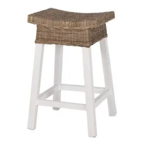 White Wood & Rattan Hamptons Bar stool by Florabelle Living, a Stools for sale on Style Sourcebook