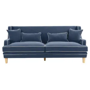 Bondi Hamptons 3 Seat Sofa Navy W/White Piping by Florabelle Living, a Sofas for sale on Style Sourcebook