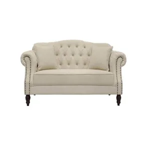 Vaucluse 2 Seat Hamptons Buttoned Sofa Beige Linen Blend by Florabelle Living, a Sofas for sale on Style Sourcebook