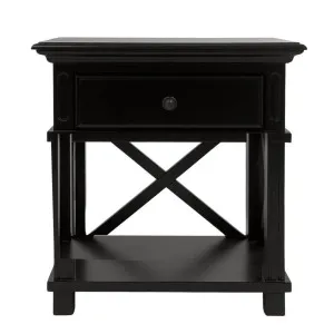 Sorrento Hamptons Bedside Table W/Drawer Black by Florabelle Living, a Coffee Table for sale on Style Sourcebook