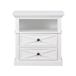 Sorrento Hamptons Medium 2 Drawer Bedside Table White by Florabelle Living, a Coffee Table for sale on Style Sourcebook