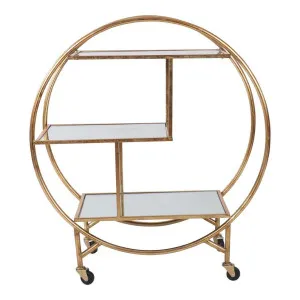 Antique Gold Bar Cart W/ Mirror Shelves by Florabelle Living, a Wall Shelves & Hooks for sale on Style Sourcebook