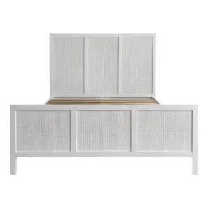 Santorini Hamptons Timber/Rattan Queen Bed White by Florabelle Living, a Beds & Bed Frames for sale on Style Sourcebook