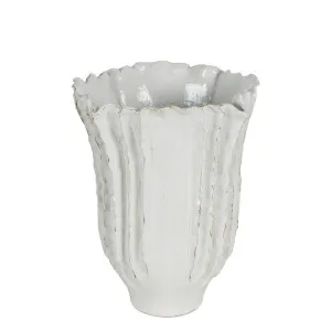 Pleated Ceramic Vase Large White by Florabelle Living, a Vases & Jars for sale on Style Sourcebook
