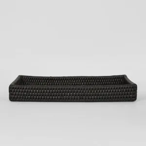 Paume Rattan Tidy Tray Black by Florabelle Living, a Trays for sale on Style Sourcebook