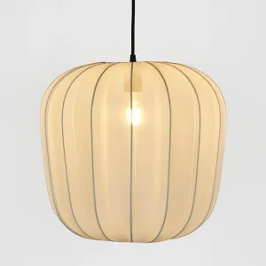 PUMPKIN CEILING PENDANT LARGE IVORY with Black Cord Drop by Florabelle Living, a Pendant Lighting for sale on Style Sourcebook