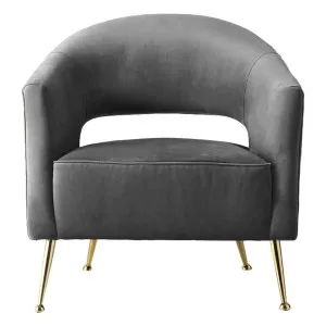 Barletta Armchair Grey Velvet by Florabelle Living, a Chairs for sale on Style Sourcebook