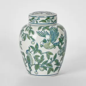 Meadow Parrot Lidded Jar by Florabelle Living, a Vases & Jars for sale on Style Sourcebook