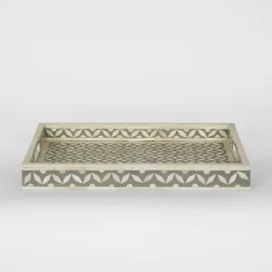 Mina Bone Inlay Tray Grey/White by Florabelle Living, a Trays for sale on Style Sourcebook