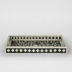 Yari Bone Inlay Tray Black/White by Florabelle Living, a Trays for sale on Style Sourcebook