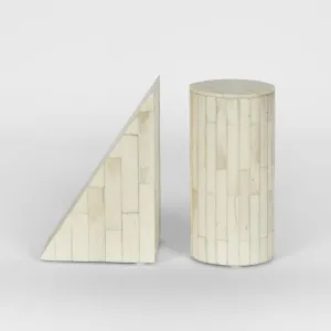 Lyra Bone Inlay Bookends White by Florabelle Living, a Statues & Ornaments for sale on Style Sourcebook