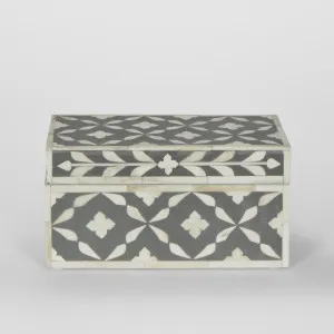 Maya Bone Inlay Trinket Box Grey/White by Florabelle Living, a Decorative Boxes for sale on Style Sourcebook