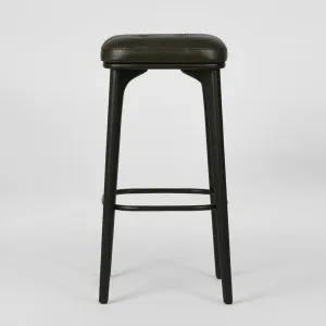 Carlton Leather Bar Stool Black by Florabelle Living, a Stools for sale on Style Sourcebook
