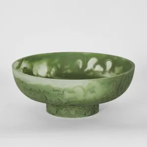 IDRA Swirl Resin Serving Bowl on Stand Green by Florabelle Living, a Decorative Plates & Bowls for sale on Style Sourcebook