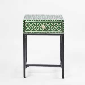 Stella Bone Inlay Bedside Table Green/White by Florabelle Living, a Coffee Table for sale on Style Sourcebook