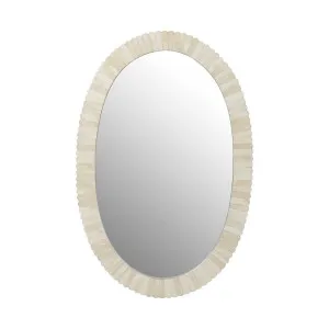 Amora Oval Bone Inlay White Mirror 50 x 76 by Florabelle Living, a Mirrors for sale on Style Sourcebook