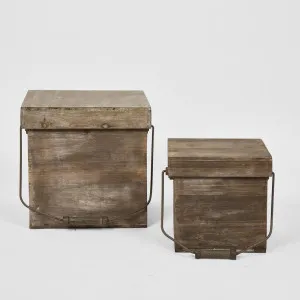 Wooden Box Lid & Hndles Set of 2 by Florabelle Living, a Statues & Ornaments for sale on Style Sourcebook