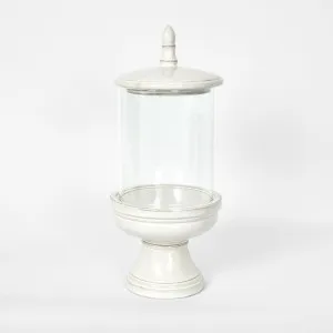 Nini Candle Holder with lid White Medium by Florabelle Living, a Lanterns for sale on Style Sourcebook