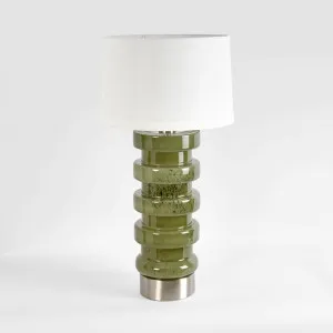 Remy Green Glass Table Lamp & White Shade by Florabelle Living, a Table & Bedside Lamps for sale on Style Sourcebook