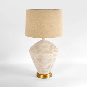 Caufield White Sandstone Table Lamp & Linen Shade by Florabelle Living, a Table & Bedside Lamps for sale on Style Sourcebook