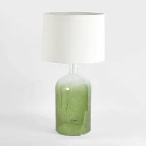 Henley Green Glass Table Lamp & White Shade by Florabelle Living, a Table & Bedside Lamps for sale on Style Sourcebook