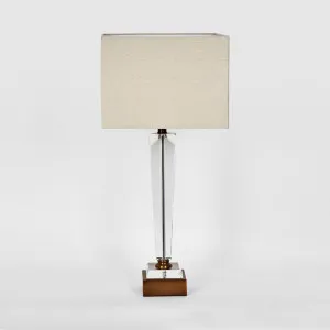 Monument Hand Cut Crystal Lamp & Natural Linen Shade by Florabelle Living, a Table & Bedside Lamps for sale on Style Sourcebook