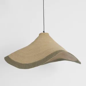 Amira Woven Pendant Shade Medium Natural & Green by Florabelle Living, a Lamp Shades for sale on Style Sourcebook