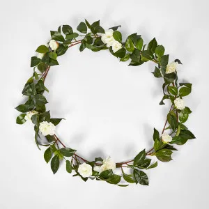 White Camellia Garland 6FT by Florabelle Living, a Christmas for sale on Style Sourcebook