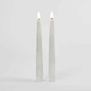 LED Battery Operated Wax Taper Candles Set of 2 White 22cm by Florabelle Living, a Candles for sale on Style Sourcebook