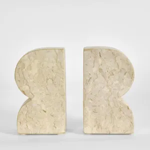 Cooper Marble Bookend Set Cream by Florabelle Living, a Statues & Ornaments for sale on Style Sourcebook