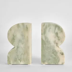 Cooper Marble Bookend Set Green & White by Florabelle Living, a Statues & Ornaments for sale on Style Sourcebook