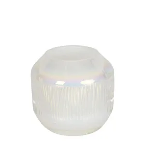Pearl Stripe Glass Tealight Holder White by Florabelle Living, a Lanterns for sale on Style Sourcebook