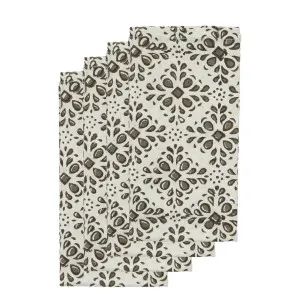 Cyra Lace Print Cotton Napkin Set of 4 by Florabelle Living, a Napkins for sale on Style Sourcebook
