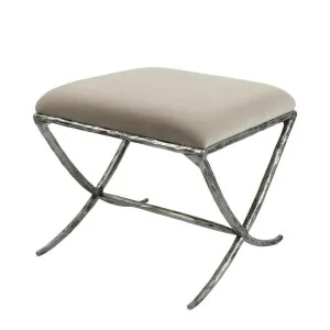 Aries Upholstered Stool Pewter in Silver Velvet by Florabelle Living, a Stools for sale on Style Sourcebook