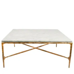 Aries Square Marble Coffee Table Gold by Florabelle Living, a Coffee Table for sale on Style Sourcebook
