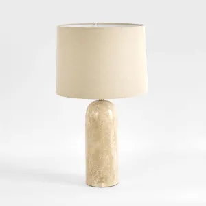Olsen Travertine Table Lamp & Linen Shade by Florabelle Living, a Table & Bedside Lamps for sale on Style Sourcebook