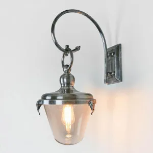 Savoy Outdoor Wall Light with Glass Shade Antique Silver by Florabelle Living, a Wall Lighting for sale on Style Sourcebook