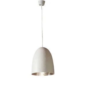 Dolce Beaten Ceiling Pendant White and Silver by Florabelle Living, a Pendant Lighting for sale on Style Sourcebook
