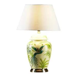 Caribbean Bird Ceramic Table Lamp Base Green and Yellow- Base Only by Florabelle Living, a Table & Bedside Lamps for sale on Style Sourcebook