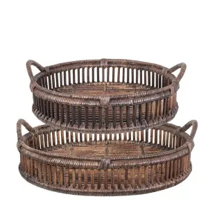 Trays Rattan Set of 2 Bahama Brown by Florabelle Living, a Trays for sale on Style Sourcebook