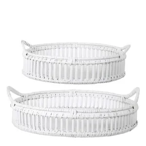 Trays Rattan Set of 2 Bahama White by Florabelle Living, a Trays for sale on Style Sourcebook