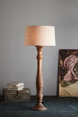 Candela Large - Dark Natural - Turned Wood Candlestick Floor Lamp by Florabelle Living, a Floor Lamps for sale on Style Sourcebook
