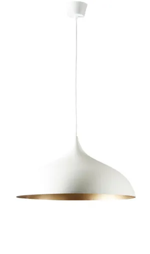 MacMillan Ceiling Pendant Large Oval White and Brass by Florabelle Living, a Pendant Lighting for sale on Style Sourcebook